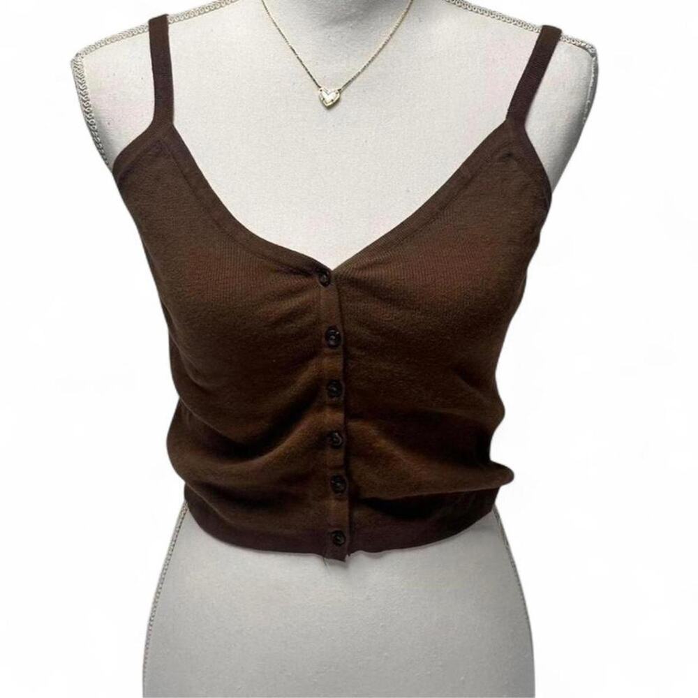 John Galt Brown button Up Tank Top 100% Cotton Brandy Melville Casual Basics